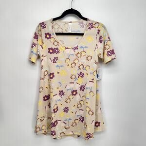NWT LuLaRoe Buttermilk Floral Oversized Perfect T Swing Top Women's XXS